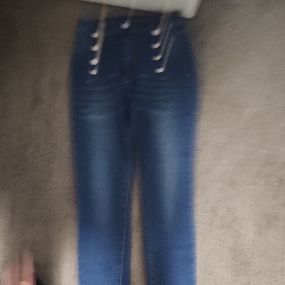 Women's Dark Blue High-Waisted Jeans - Picture 6 of 6